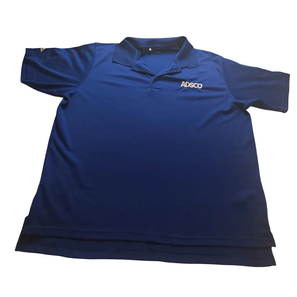 Adidas Golf Climalite Polo Shirt Men's‎ 2XL Blue ADSCO Short Sleeve Performance